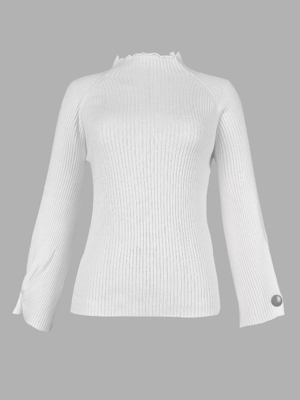 Simple Loose Solid Color High-Neck Sweater