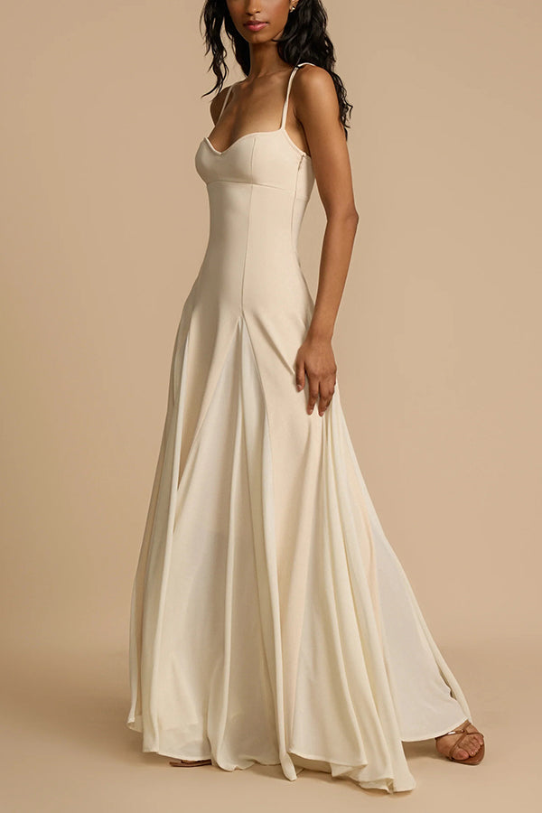 Timeless Elegance Panelled Tulle A-line Slip Maxi Dress