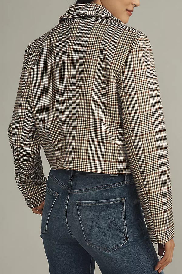 Autumn Vibes Plaid Button Four Pocket Cropped Jacket