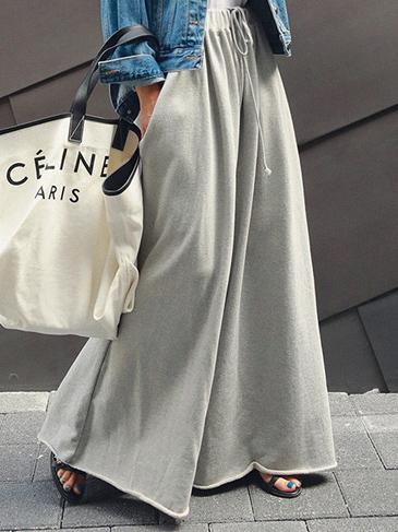 Loose Urban Gray Wide Leg Elastic Waist Pants