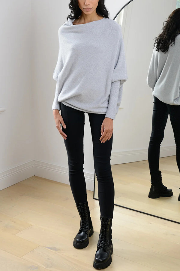 Solid Color Round Neck Long Sleeve Loose Knitted Sweater