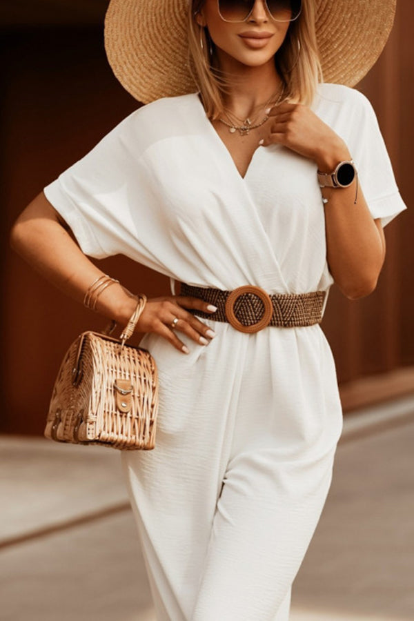 Daytime Diva Belted Wrap Relaxed Jumpsuit