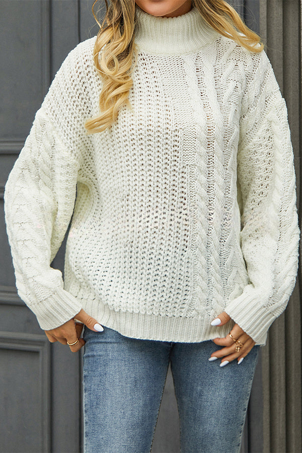 Solid Color Twist Knitted Pullover Knitted Long Sleeved Sweater