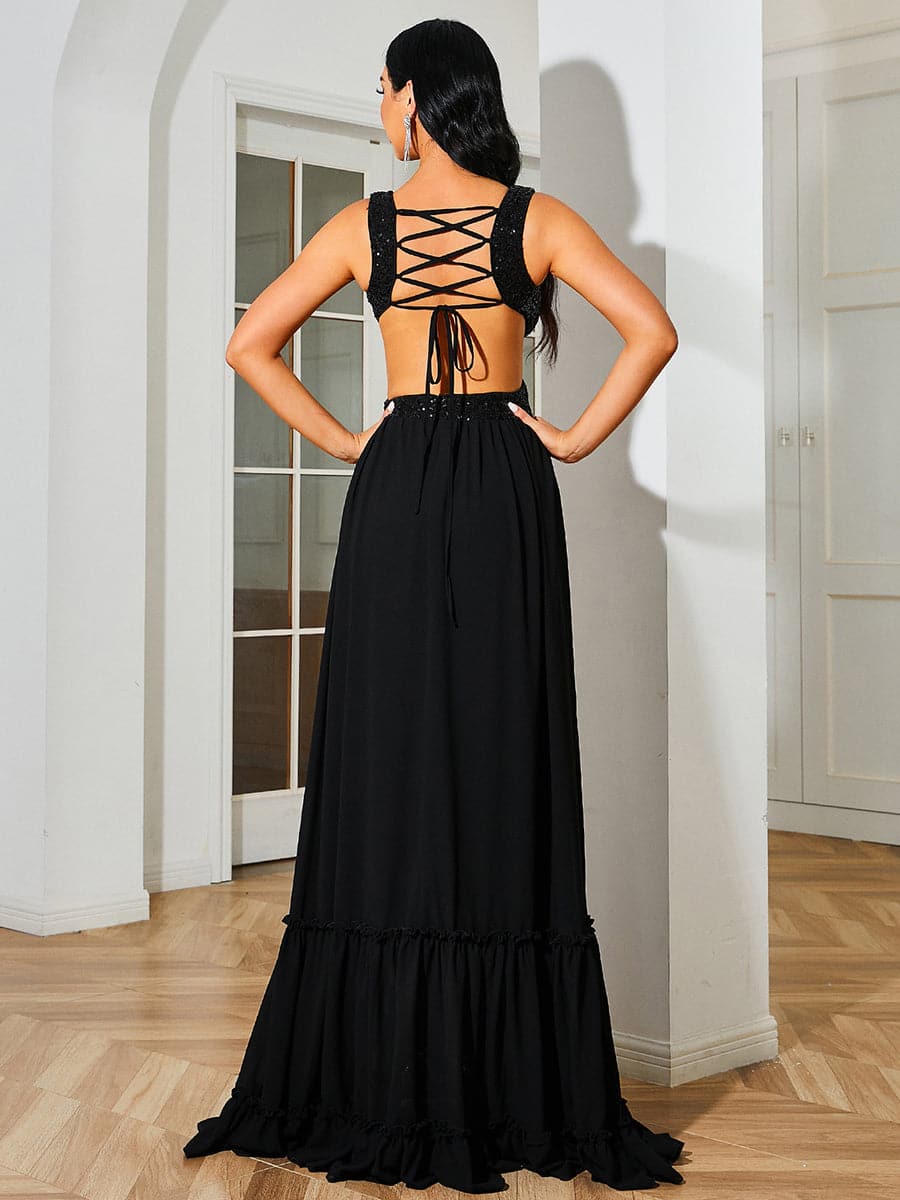 V-Neck Cut Out Evening Dress RH30522