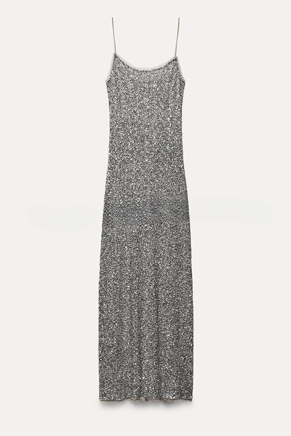 Celebration Time Sequin Slip Stretch Midi Dress