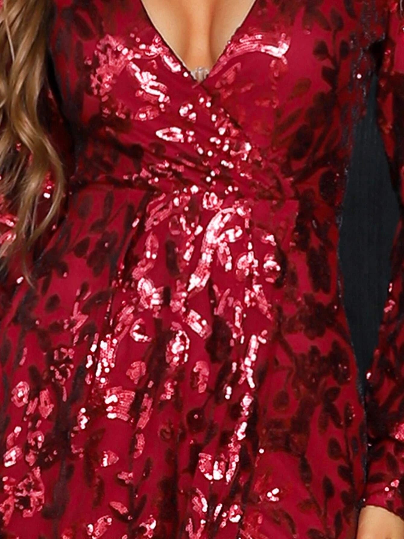 Plunging Neck Sequin Prom Dress M01207