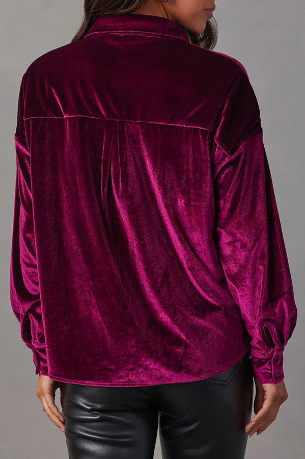 Buase Surprising Pocket Button Velvet Shirt