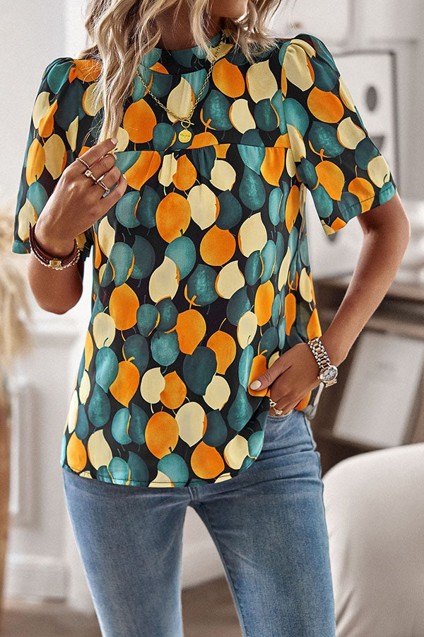 Good for Me Printed Short Sleeve Relaxed Top