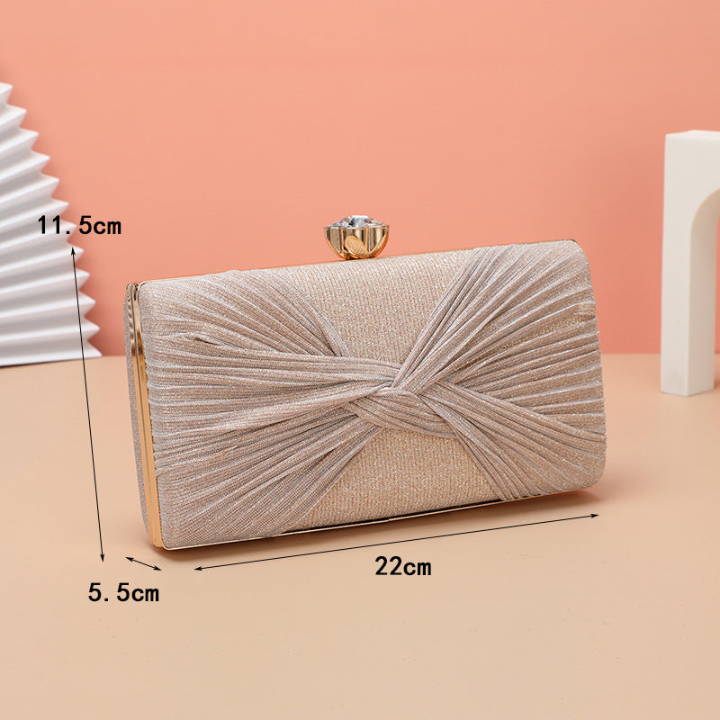 Pure Color Pleated PU Leather Banquet Bag