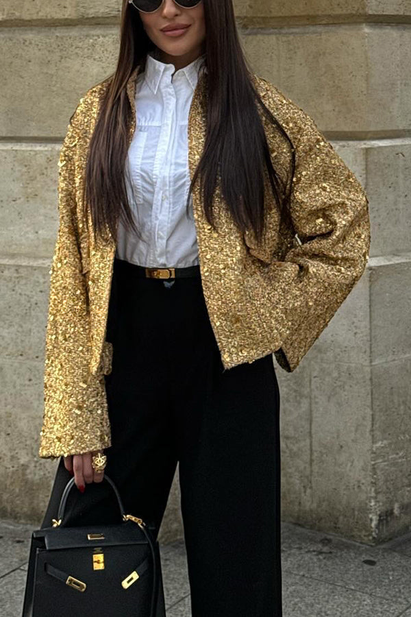 Golden Times Sequin Pocket Relaxed Jacket