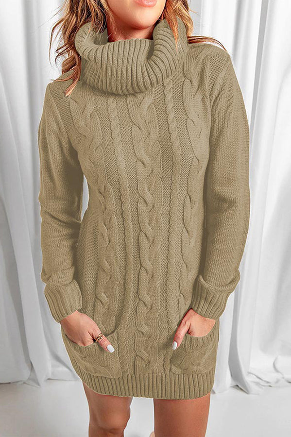 Relax More Cable Pocketed Knit Mini Dress