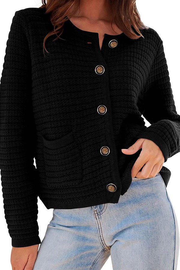 Retro long-sleeved round neck knitted new cardigan