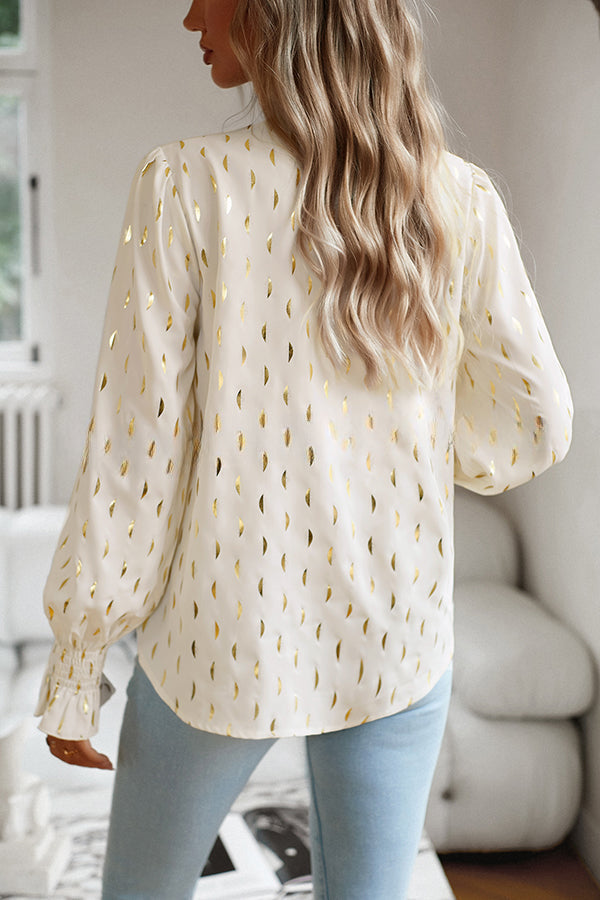 Printed V Neck Pullover Long Sleeved Shirt