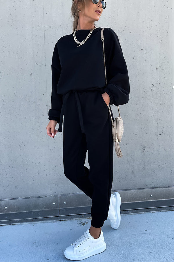 Worth It Sporty Style Solid Color Pants Suit