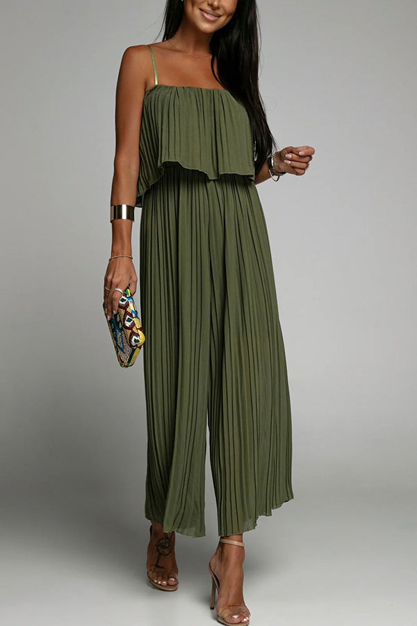 Sunday Morning Pleated Suspender Jumpsuit