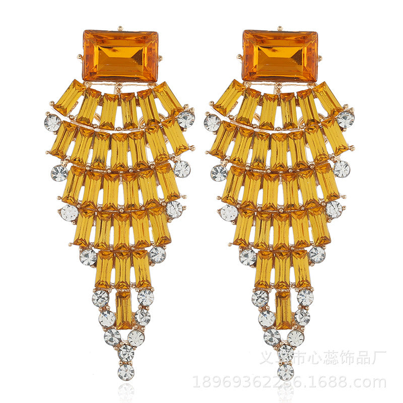 Exaggerated Diamond Cutout Drop Earrings