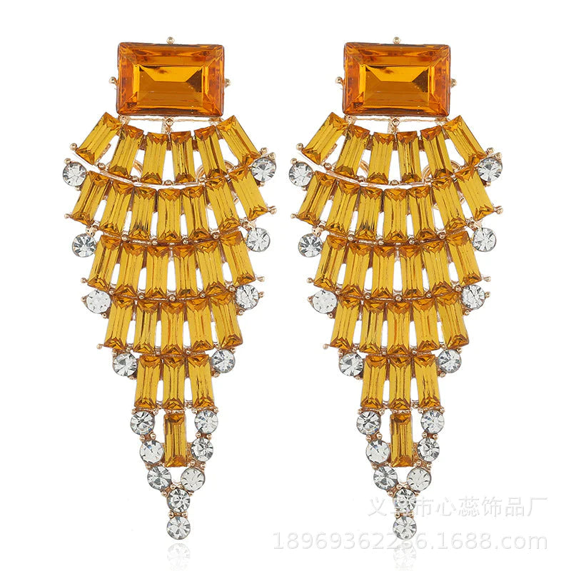 Exaggerated Diamond Cutout Drop Earrings