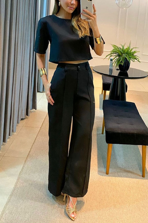 Confident Energy Sculpt Crop Top Wide Leg Pants Suit