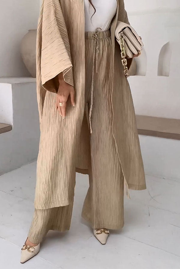 Crinkled Textured Straight-Leg Lounge Pants