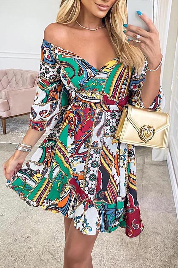 Love This Feeling Colorful Print Vacation / Party Dress