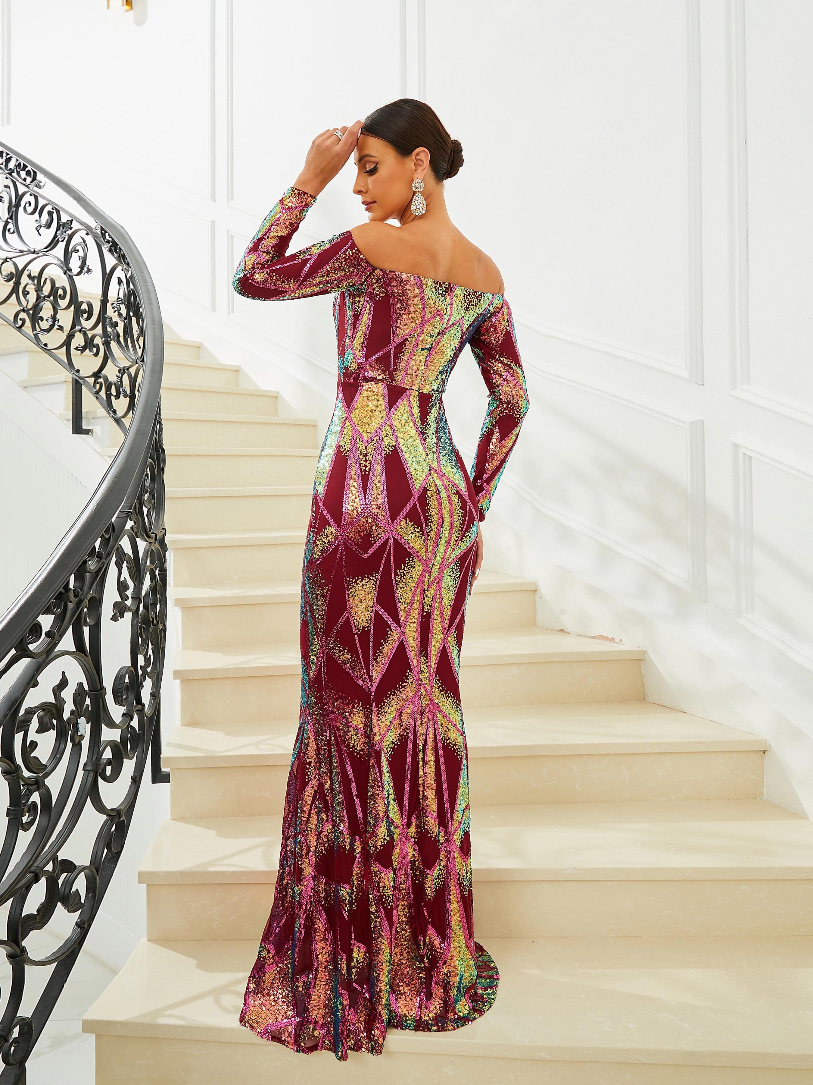 Formal Off Shoulder Mermaid Red Evening Dress WY85