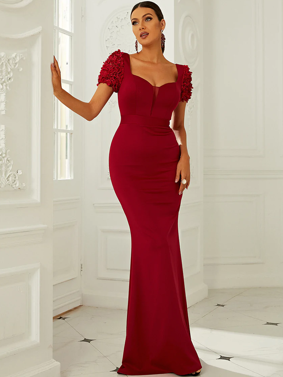 Mermaid Sweetheart Formal Maxi Red Evening Dress XH2204