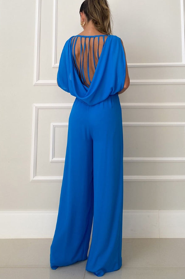 So Easy To Chic Elastic Waist Lace-up Back Jumpsuit