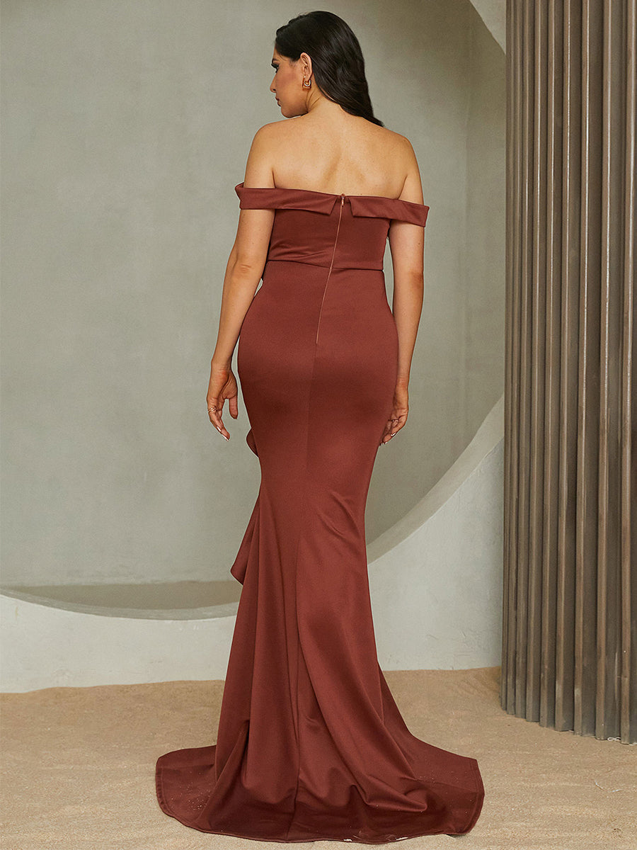 Off Shoulder Ruffled Evening Dress M02117