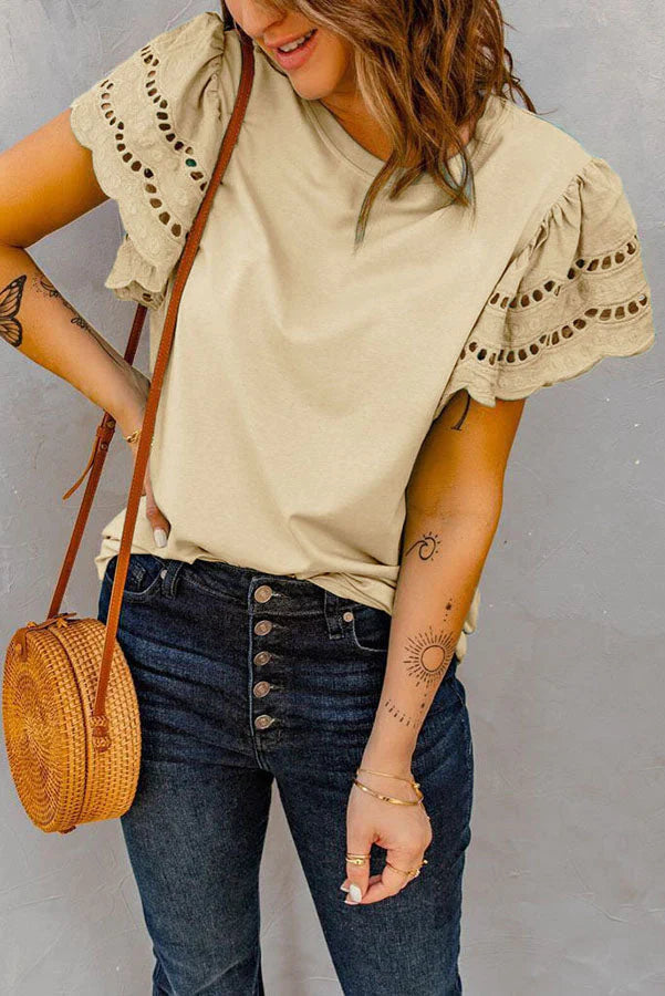 Nolani Hollow V Neck Bell Sleeve T-shirt