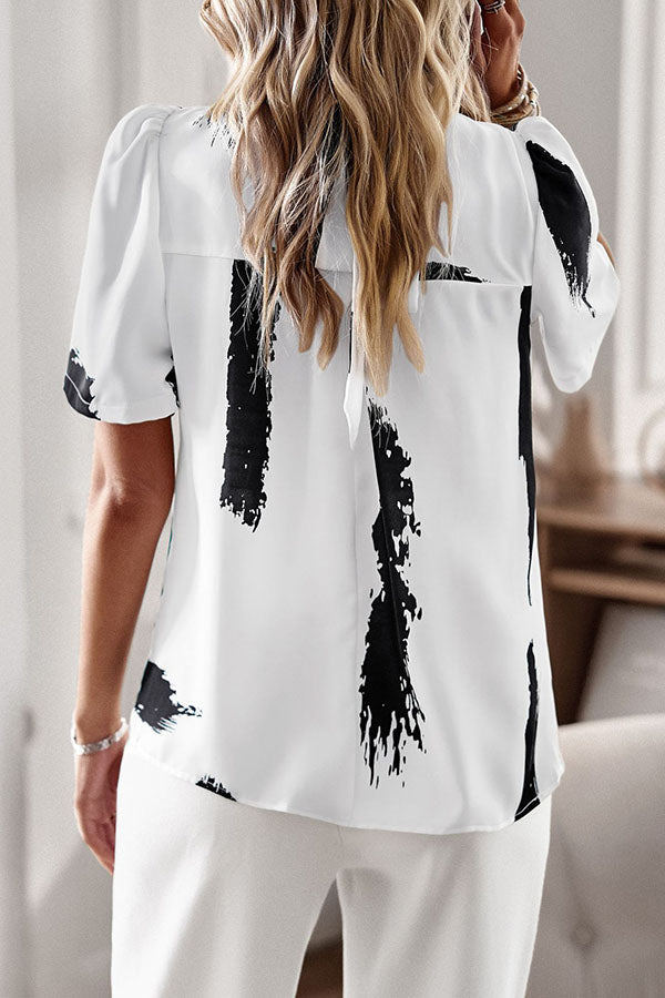 Good for Me Printed Short Sleeve Relaxed Top