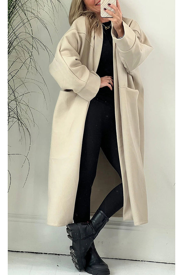 When The Snow Turn Pocket Oversized Duster Coat