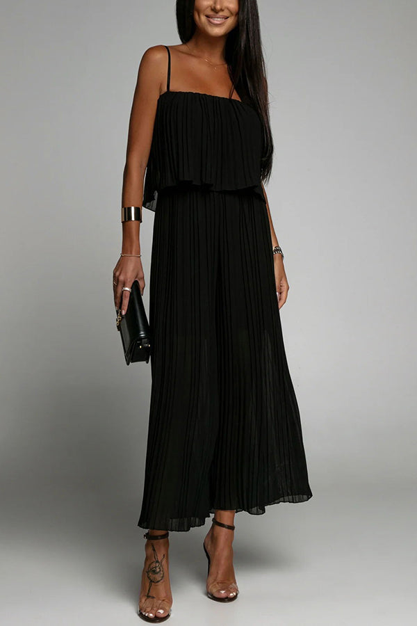 Sunday Morning Pleated Suspender Jumpsuit