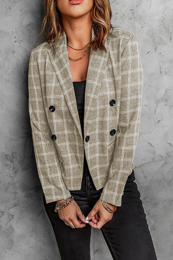 New plaid printed button casual blazer