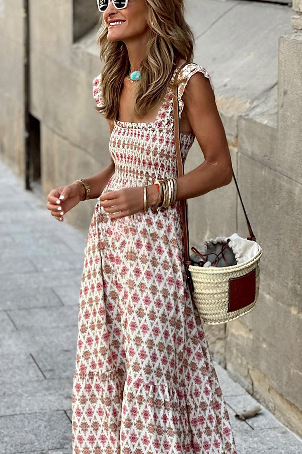 Must Be Love Ethnic Print Smocked Bust Maxi Dress