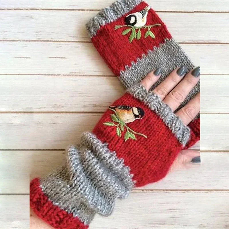 Christmas Warm Stitching Embroidered Gloves