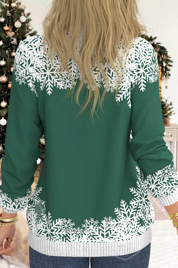 Christmas Print Pullover Long Sleeve Sweatshirt