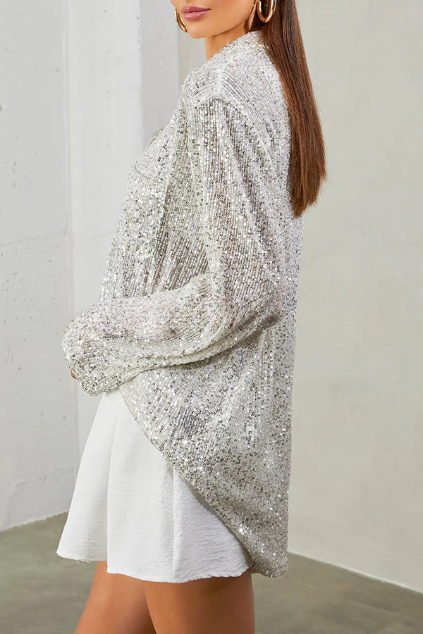 Attention Seeker Sequin Button Top