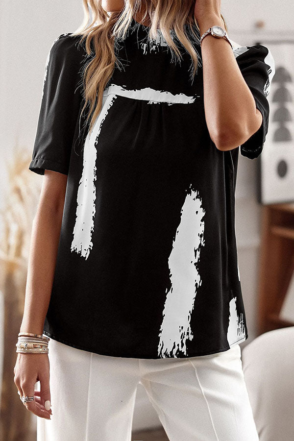 Good for Me Printed Short Sleeve Relaxed Top