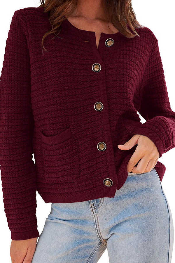 Retro long-sleeved round neck knitted new cardigan