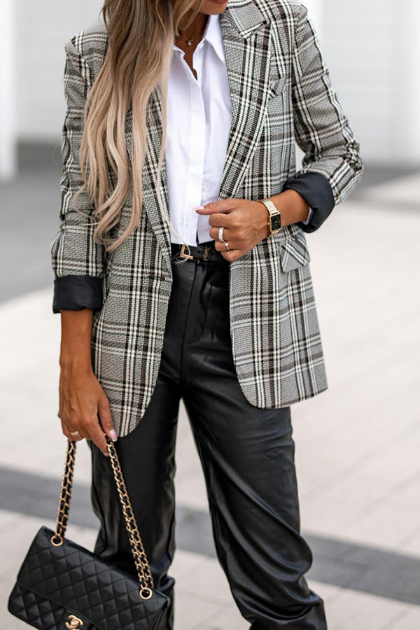 Women's Plaid Jacket Blazer