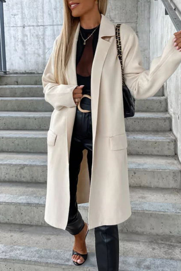 Moody Lapel Pocket Long Sleeve Coat