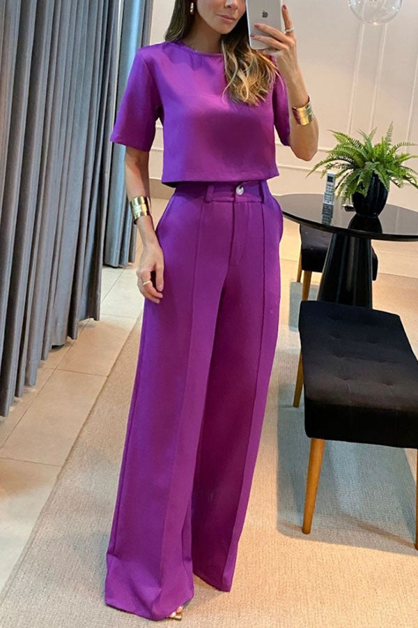 Confident Energy Sculpt Crop Top Wide Leg Pants Suit