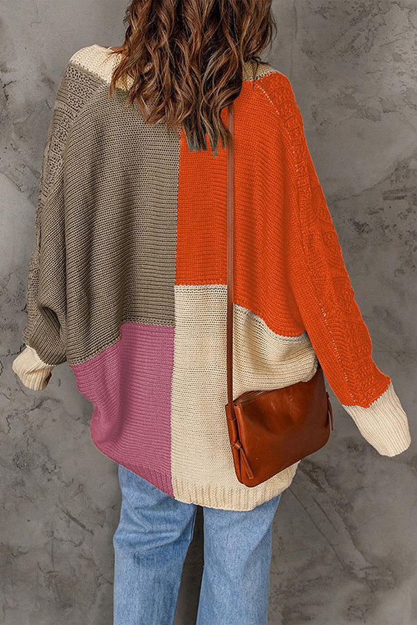 Paint Your Day Cable Knit Batwing Sleeve Multi Cardigan