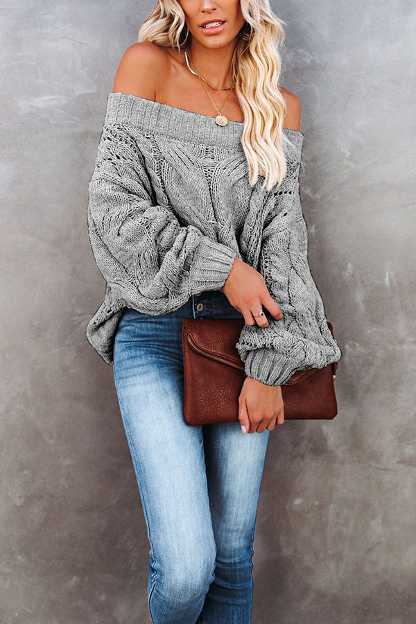 Surprising You Cable Knit Off The Shoulder Sweater