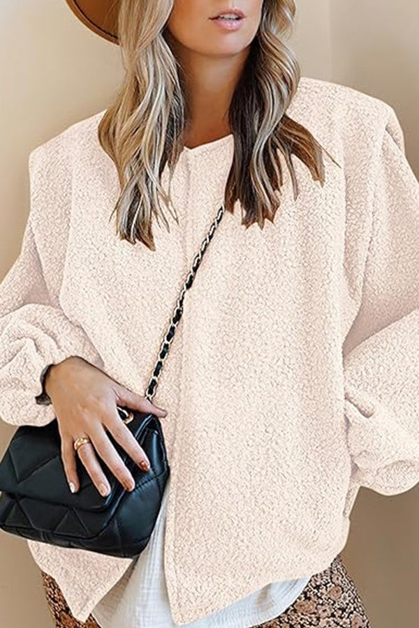 Lamb velvet balloon sleeve casual loose jacket