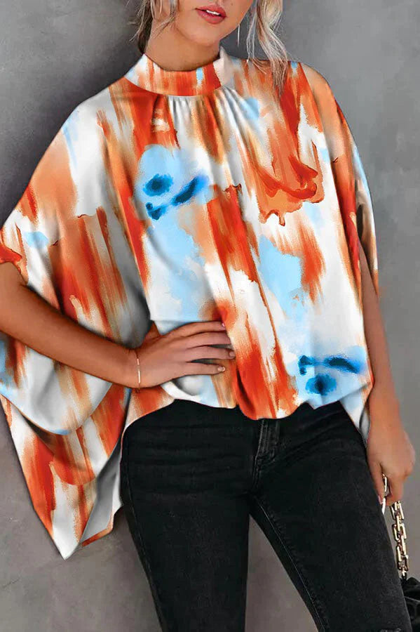 Beyond Imagination Printed Cape Sleeve Blouse