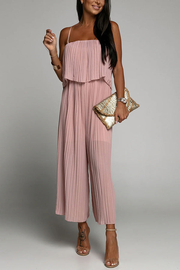 Sunday Morning Pleated Suspender Jumpsuit