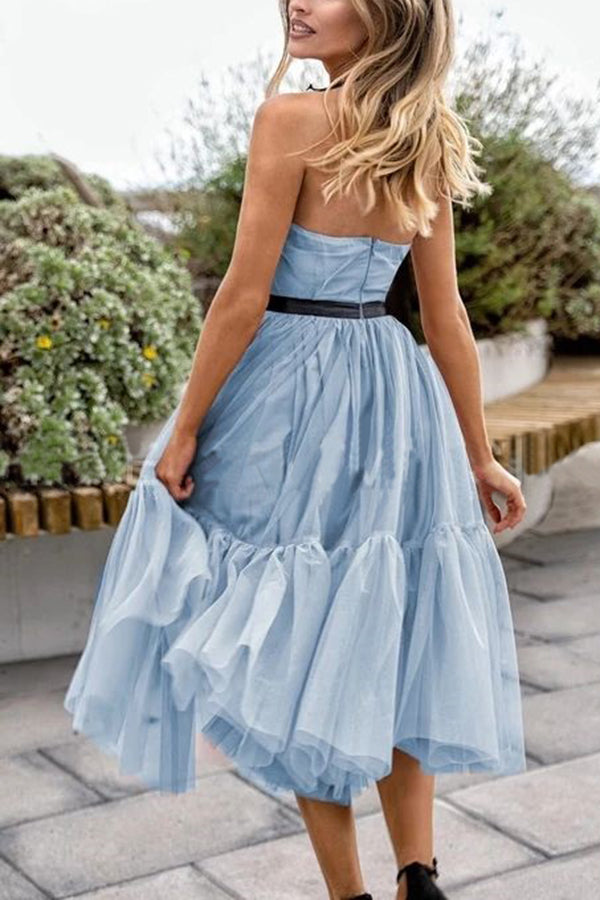 Expect The Best Tulle Halter Neck Midi Dress