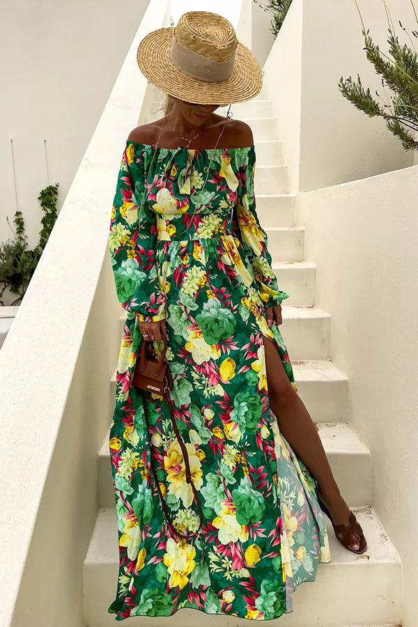 Our Love Connection Tropical Off Shoulder Maxi Dress