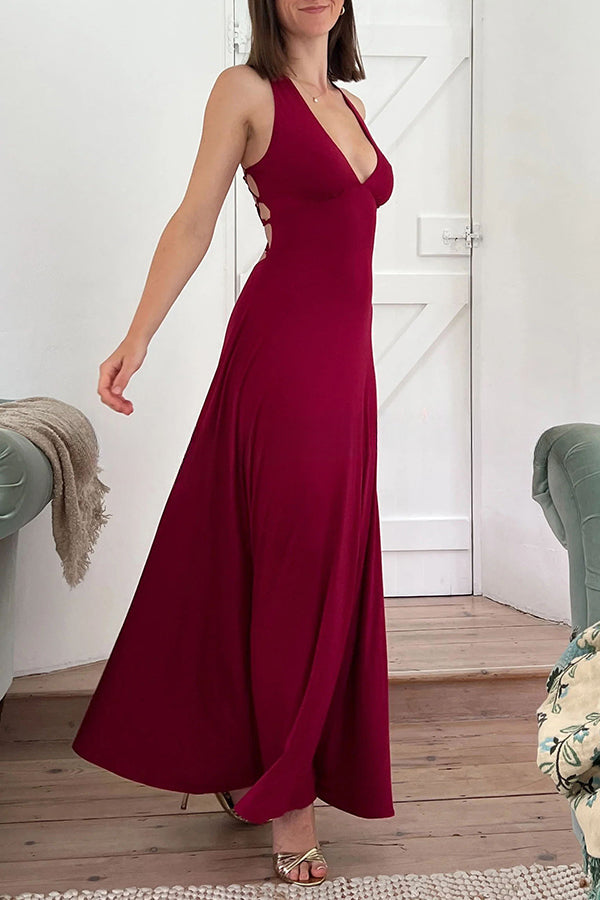 Another Most Beautiful Date Back Lace-up Stretch Maxi Dress